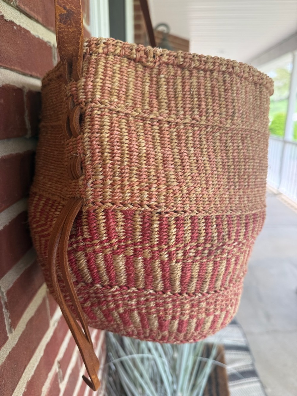 Woven Sisal Market Tote Bag Boho Kenyan Kiondo Basket Purse Eclectric Coastal - Picture 5 of 16